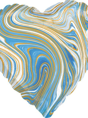 Фольгированный шар сердце Мрамор голубое 48 см