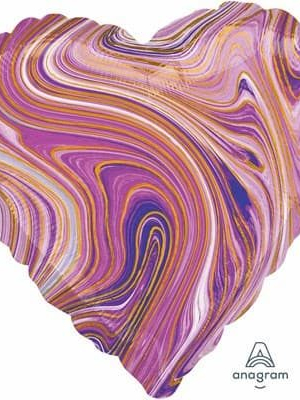 Фольгированный шар сердце Мрамор фиолетовое 48 см