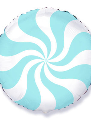 Шар круг Леденец голубое с белым 46 см