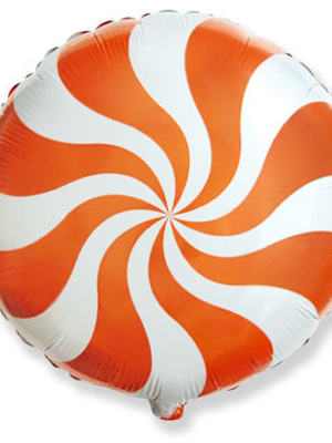 Фольгированный шар круг Леденец оранжевый 46 см