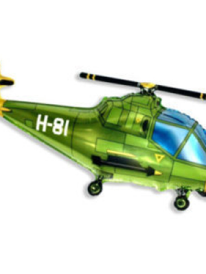 Фольгированный шар фигура Вертолет зеленый  97 см
