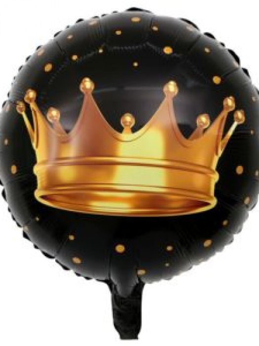 Шар круг фольгированный Золотая корона 46 см