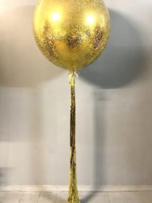 Шар гигант с золотым конфетти с золотым дождем 91 см