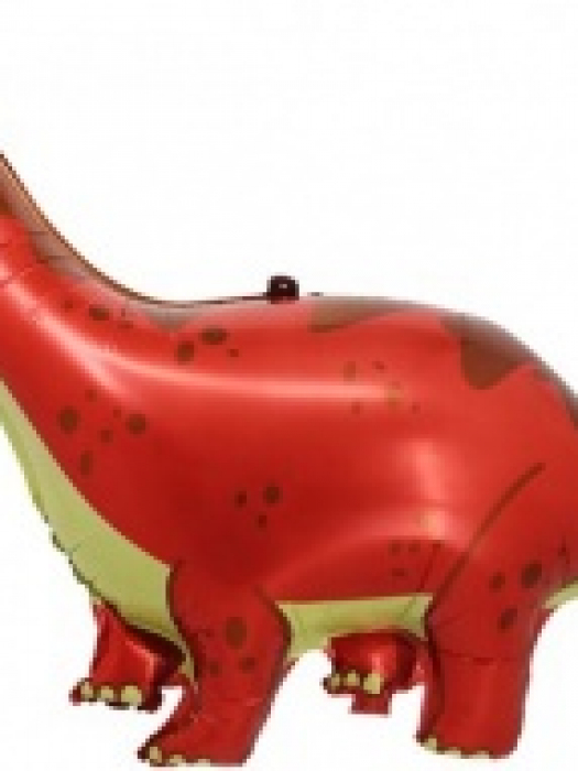 Шар Динозавр Диплодок фольгированный  красный 130 см