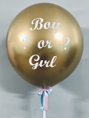 Гендерный шар золотой хром c конфетти тишью определение пола ребенка