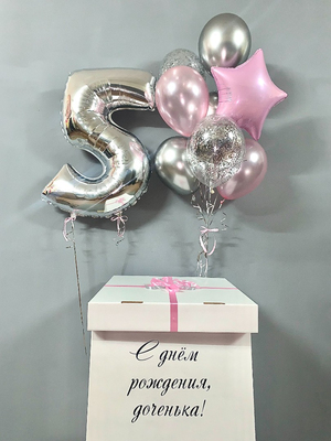 Коробка с шарами С днём рождения доченька