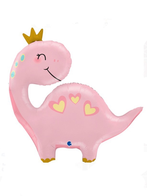 Шар фигура Динозаврик Принцесса розовая 71 см