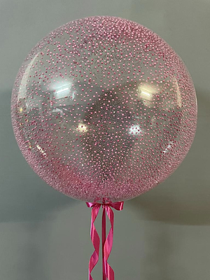 Шар баблс с пенопластовыми фуксия и розовые шариками   61 см