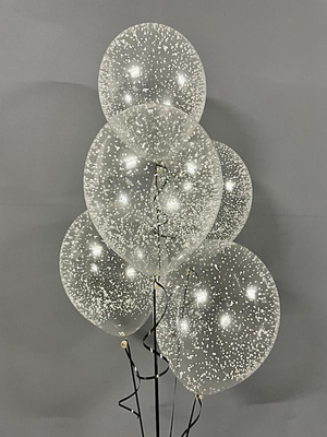 Облако шаров с конфетти белые пенопластовые шарики 30 см