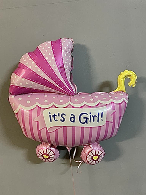 Фольгированный шар Коляска для девочки 89 см