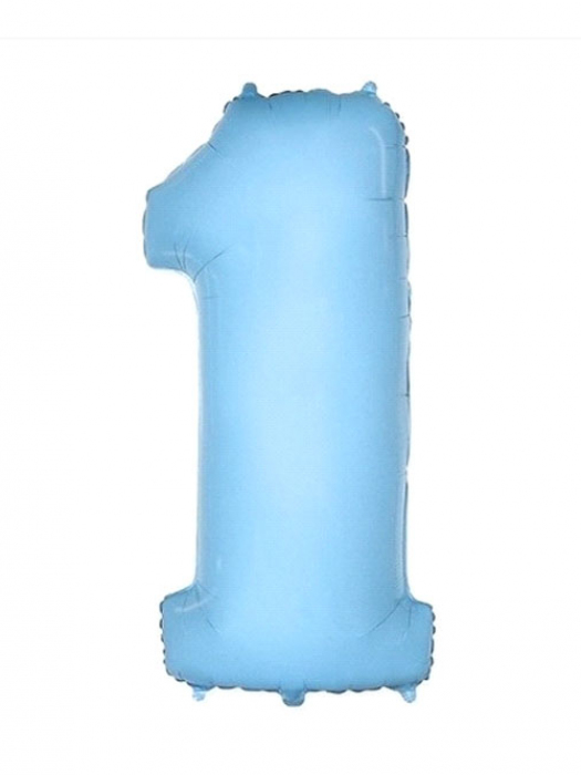 Фольгированный шар Цифра 1 голубой 102 см