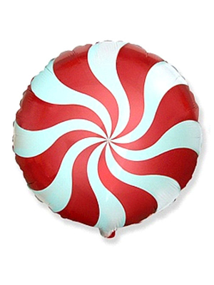 Фольгированный шар круг Леденец красный 46 см