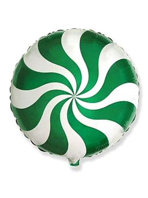 Фольгированный шар круг Леденец зеленый 46 см