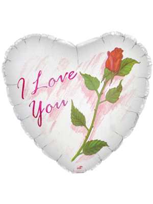 Фольгированный шар сердце I love you с розой 46 см