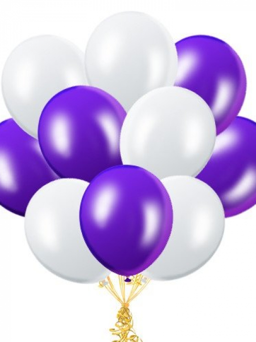 Облако шаров Белый и фиолетовый пастель 30 см