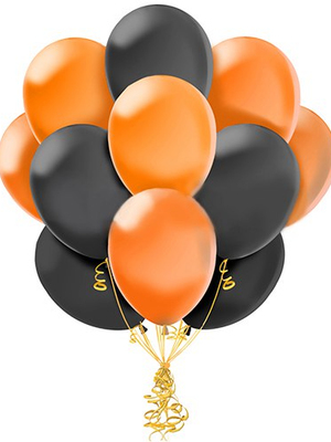 Облако шаров Черные и оранжевые пастель 30 см