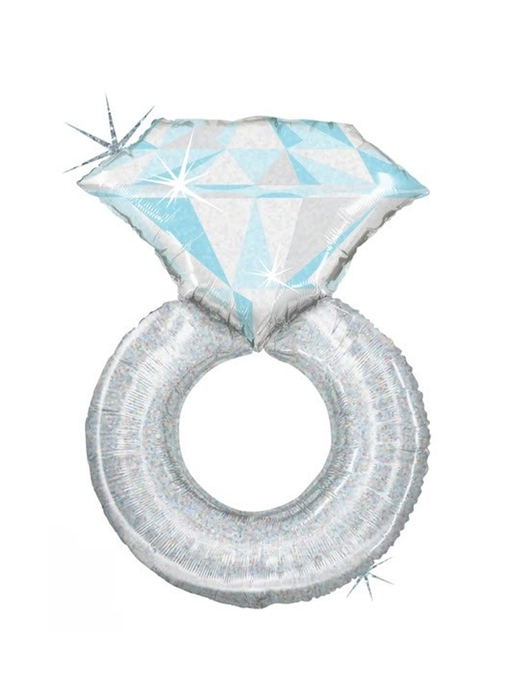 Фольгированный шар фигура Кольцо с бриллиантом серебряное 97 см