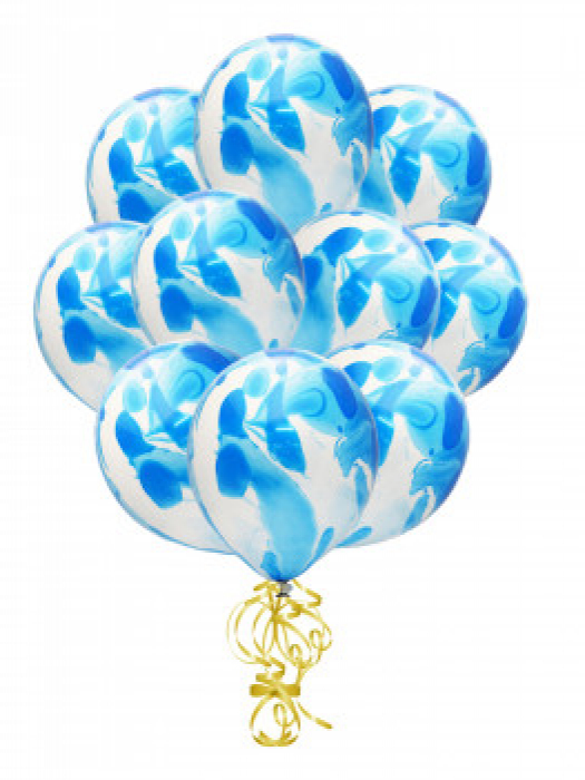 Облако шаров Мрамор Голубой 30 см