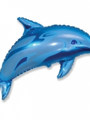 Фольгированный шар фигура Дельфин голубой 94 см