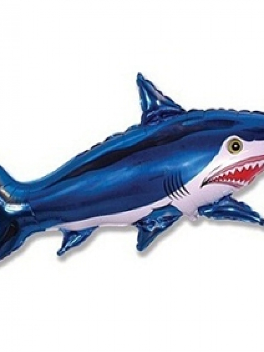 Фольгированный шар фигура Страшная акула синий 107 см