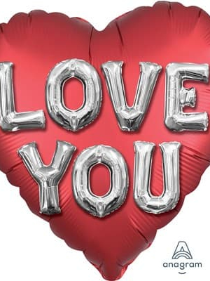 Фольгированный шар сердце LOVE YOU 46 см